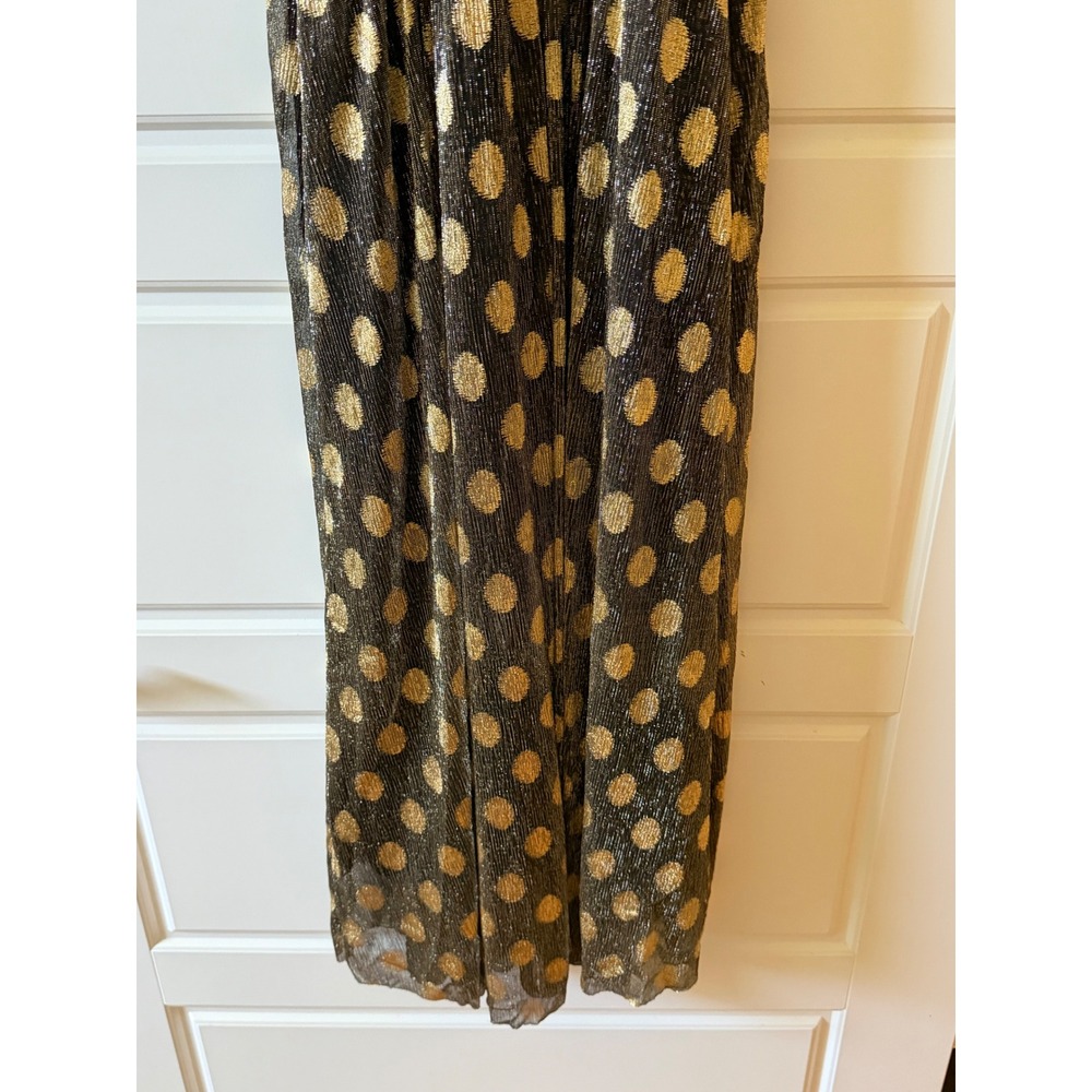 Anthropologie Sunday In Brooklyn Black Gold Halter Midi Dress Polka Dot Small - Picture 5 of 11